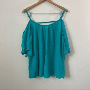 Torrid Teal Cold Shoulder Top in Size 1X